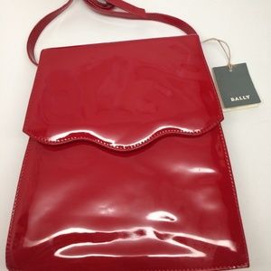 BALLY purse handbag crossbody red patent leather